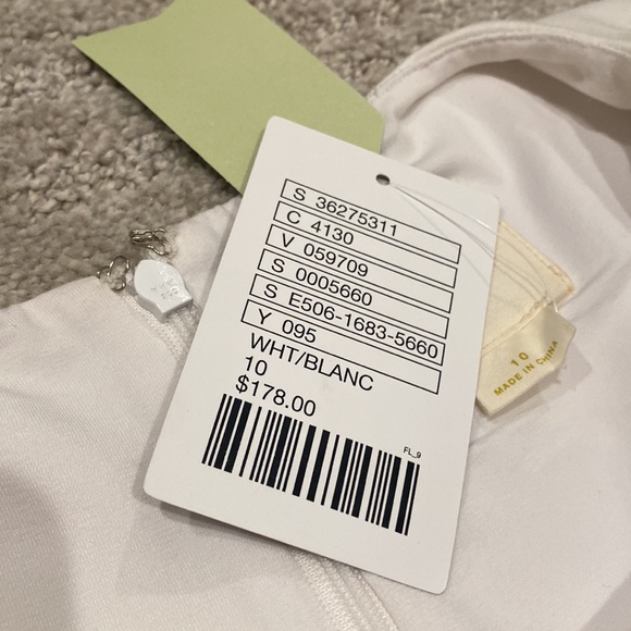 Maeve Anthropologie dress size 10 white, champagne, black trim - Picture 8 of 9